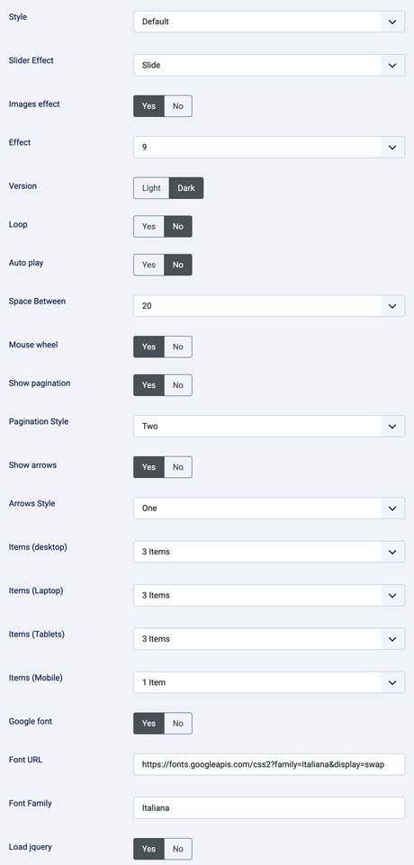 Content swiper joomla module settings